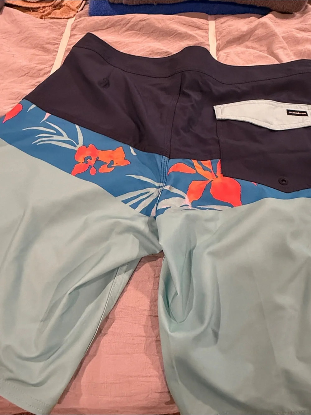 Quiksilver Navy, Light Blue & Coral Floral Boardshorts